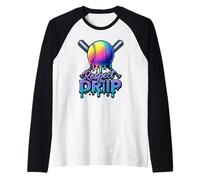 Rispetta il gelato di baseball del gocciolamento divertente Street Swag Style Maglia con Maniche Raglan