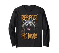 Rispetta la gente del posto divertente Raccoon Street Cat Maglia a Manica