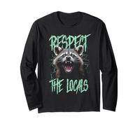 Rispetta la gente del posto divertente Raccoon Street Cat Maglia a Manica