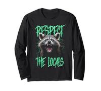 Rispetta la gente del posto divertente Raccoon Street Cat Maglia a Manica