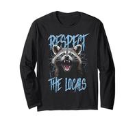 Rispetta la gente del posto divertente Raccoon Street Cat Maglia a Manica