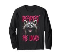 Rispetta la gente del posto divertente Raccoon Street Cat Maglia a Manica