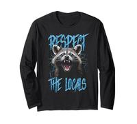 Rispetta la gente del posto divertente Raccoon Street Cat Maglia a Manica
