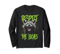 Rispetta la gente del posto divertente Raccoon Street Cat Maglia a Manica