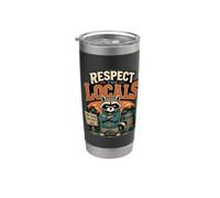 Rispetta la gente del posto Divertente Trash Panda Raccoon Gangster Retro Bicchiere termico in acciaio inox doppia parete