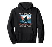 Rispetta la gente del posto Parchi nazionali americani Retro Bigfoot Felpa con Cappuccio