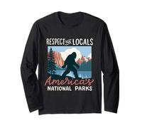 Rispetta la gente del posto Parchi nazionali americani Retro Bigfoot Maglia a Manica