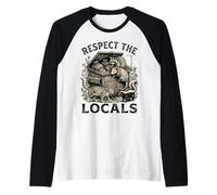 Rispetta la Gente del Posto Raccoon Funny Street Cats Rispetta la Gente del Posto Maglia con Maniche Raglan