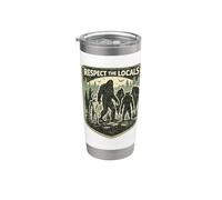 Rispetta la gente del posto | Retro Bigfoot Alien Mothman Cryptid Bicchiere termico in acciaio inox doppia parete