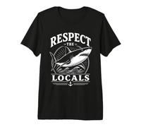Rispetta la Gente del Posto Shark Ocean Beach Humor Maglietta Premium