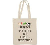 Rispetta l'esistenza o aspettati resistenza Borsa tote in cotone naturale Bianco