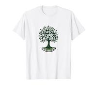 Rispetta Rispetto Natura Albero Design Ecologico Maglietta, Uomo, Bianco, XL