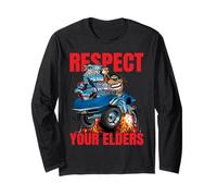 Rispettare i Vostri Anziani Divertente Classico Auto Cartone Animato Illustrazione Maglia a Manica