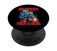 Rispettare i vostri anziani divertente classico auto cartone animato illustrazione PopSockets PopGrip Adesivo