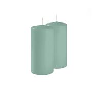 Risthò Candele Cero, Grigio Verde, Diametro 7 cm, Altezza 15 cm, 4 pezzi