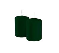 Risthò Candele Cero, Verde Scuro, Diametro 7 cm, Altezza 10 cm, 4 pezzi