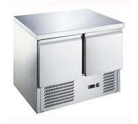 Ristoattrezzature Banco Frigo Saladette con Piano in Acciaio Inox - 2 porte - 900x700x876h mm