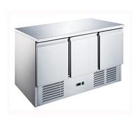 Ristoattrezzature Banco Frigo Saladette con Piano in Acciaio Inox - 3 porte - 1365x700x876h mm