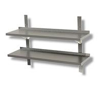 Ristoattrezzature Doppia Mensola a Parete Professionale Liscia - in Acciaio Inox - 80x40x4h cm