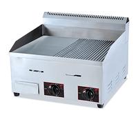 Ristoattrezzature Fry Top Griglia a Gas da Banco - Professionale - Acciaio Inox - Piastra 1/2 liscia 1/2 rigata - 9,4 kW - 55x50x40h cm