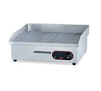 Ristoattrezzature Fry Top Griglia Elettrico da Banco - Professionale - Acciaio Inox - Piastra Rigata - 3 kW - 55x45x23h cm