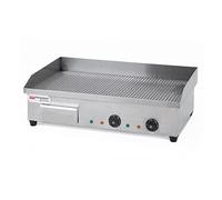 Ristoattrezzature Fry Top Griglia Elettrico da Banco - Professionale - Acciaio Inox - Piastra Rigata - 4,4 kW - 73x50x23h cm