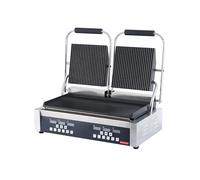Ristoattrezzature - Piastra Panini Digitale - Rigata/Rigata - Griglia Professionale Doppia per Ristoranti e Bar - 57x37x21 cm - 3.6 kw