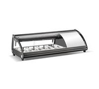 Ristoattrezzature Vetrina Frigo per Sushi da Banco Refrigerata - Vetro frontale curvo apribile - Motore incorporato - Nero - 8 gn 1/3-175,4x45x33h cm