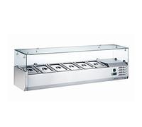 Ristoattrezzature Vetrina Refrigerata - Portacondimenti, Portagusti per Pizza - GN 1/4 - Motore a Destra - +2 / +8 °C - 1200x335x435h mm
