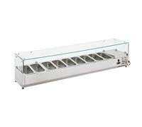 Ristoattrezzature Vetrina Refrigerata Portacondimenti, Portagusti per Pizza - Motore a destra a basso consumo energetico - Capacità 9 GN 1/3 - Da +2 a +8°C - 2000x395x435h mm