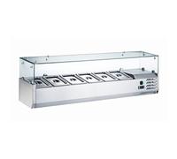 Ristoattrezzature Vetrina Refrigerata Portacondimenti, Portagusti per Pizza - Motore a destra a basso consumo energetico - Capacità 8 GN 1/3 - Da +2 a +8°C - 1800x395x435h mm