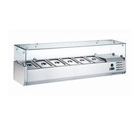 Ristoattrezzature Vetrina Refrigerata Portacondimenti, Portagusti per Pizza - Motore a destra a basso consumo energetico - Capacità 7 GN 1/4 - Da +2 a +8°C - 1500x335x435h mm