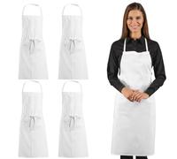 Ristohouse 5 Grembiuli da Cuoco Unisex con e senza Pettorina, 100% Cotone (Bianco 70x90 cm)