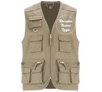 Ristohouse Gilet leggero Multitasche per Lavoro, Caccia e Pesca, Trekking, Personalizzabile con Ricamo (BEIGE, S)