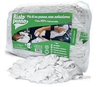 Ristopanno Home - Panni Multiuso - Stracci Bianchi Cotone 2 KG - Non Lascia Aloni - Uso Quotidiano per Casa, Auto, Moto e Garage - Lavabili Flessibili e Resistenti - Massima Assorbenza