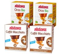 Ristora 128 capsule A Modo Mio CAFFE MACCHIATO + CAFFE ORZO