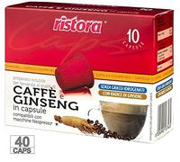 Ristora 40 Capsule Caffe Al Ginseng Compatibili Macchine Nespresso Macchina Da Caffè Cialde Respresso Senza Grassi Intenso Cremoso Preparato Macchinetta Solubile Bevanda Senza Glutine (4 X 10PZ)
