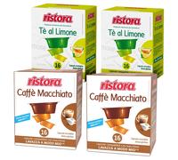 Ristora capsule A Modo Mio Mix 64 CAFFE MACCHIATO + 64 THE LIMONE