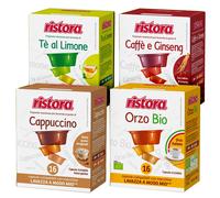 Ristora capsule A Modo Mio ORZO, GINSENG, CAPPUCCINO, THE AL LIMONE -16x4 caps