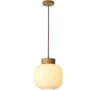 Ristorante Nostalgia Vetro Bianco Luce, Sala Pranzo retrò Decorazione per Camera da lampadario in Legno, Lampada appesa al Letto con Base E27 (Sezione A)
