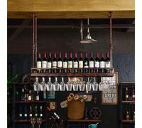Ristorante Portabottiglie di Vino Metallo Ferro Battuto Orizzontale Rack Bar Craft Hanging Holder Wine Glass Calice Rack Bronzo 60X35Cm