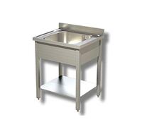 Ristotecno Lavatoio Lavello su Gambe ad 1 Vasca. Prof. 60-70x60x85H, Senza Ruote