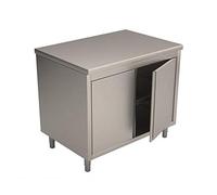 Ristotecno Tavolo acciaio Inox armadiato con ante a battenti - Prof. 60 cm - 70x60x85H, 1 anta a battente