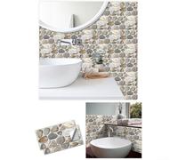 Ristrutturazione della decorazione della parete con ciottoli simulati smerigliati piastrelle er per superfici lisce buccia e backsplash per cucina bagno lavanderia 6 pz (B)
