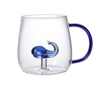 Ristyur Tazza di Vetro | Tazza con Un Animale Dentro,Bicchieri Trasparenti di Succo di Tazza di caffè di Ghiaccio Bevande Barre, Tazza Interna Carina Animale per Acqua di Birra