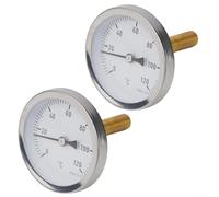 Risveglio 2 termometri bimetallici da 0 a 120 gradi, 63 mm per quadrante con sonda in ottone da 50 mm, per riscaldamento in acciaio inox