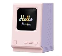 Risveglio Altoparlante per mini PC in stile retrò con display con testi dello schermo, allarme conto alla rovescia, per scrivania compatta da 7,1 cm, comodino rosa (rosa)