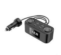 Risveglio Auto a ricarica rapida da 100 W per caricabatterie con 4 porte USB, compatibile con PD QC 3.0, display di tensione in tempo reale e cavo di prolunga per veicoli da 12 V-24 V - nero