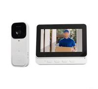 Risveglio Campanello da 4,3 pollici con display, videocitofono wireless con telecamera HD, audio bidirezionale, batteria ricaricabile, sicurezza domestica (bianco)