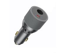Risveglio Caricabatteria da auto con doppia uscita da 90 W e USB-C PD 45 W per auto, camion, camper e marine, adattatore digitale per display di tensione per viaggi su strada (grigio)